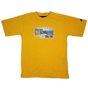 VTG 90s University of Michigan Tshirt Boys Sz‎ L Starter Yellow Ann Arbor Shirt